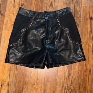🔥Faux leather shorts with fabulous gold studded designs. Lined and NWT. Sz M